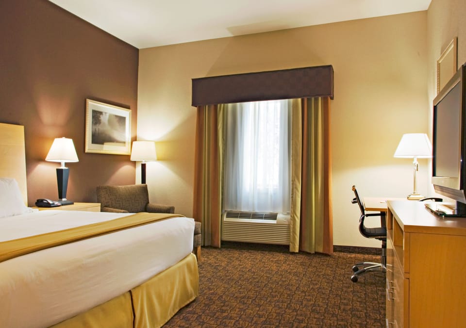 Suite, 1 King Bed | Desk, laptop workspace, blackout drapes, iron/ironing board