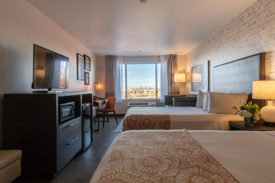 2 Queen Suite | Premium bedding, blackout drapes, iron/ironing board