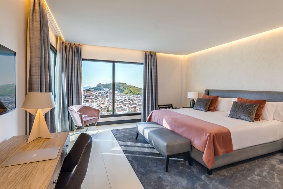 Junior Suite, Hot Tub (Terrace with Views) | Minibar, in-room safe, desk, laptop workspace