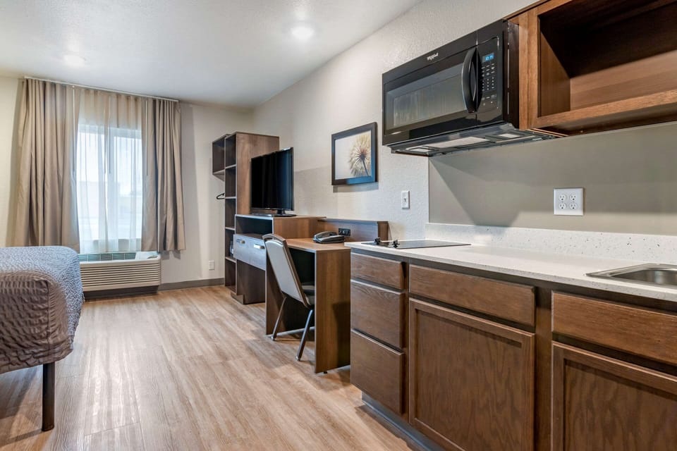 Fridge, microwave, stovetop