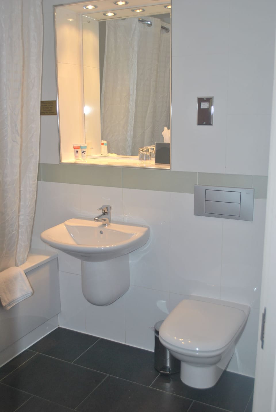 Eco-friendly toiletries, hair dryer, towels