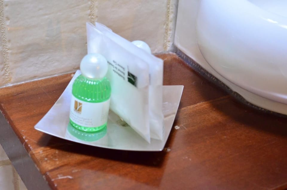Shower, free toiletries, towels