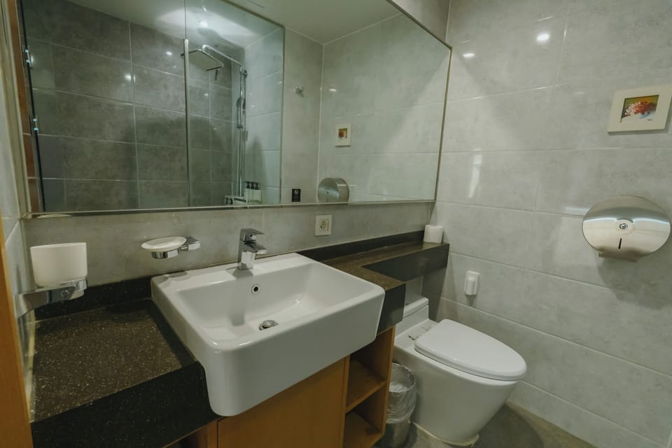 Eco-friendly toiletries, hair dryer, bathrobes, slippers