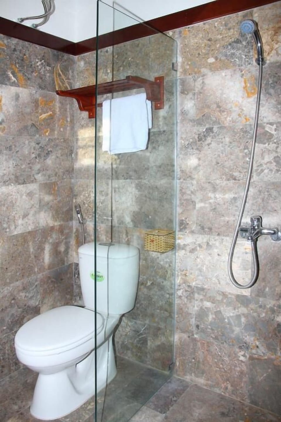 Shower, hair dryer, slippers, bidet