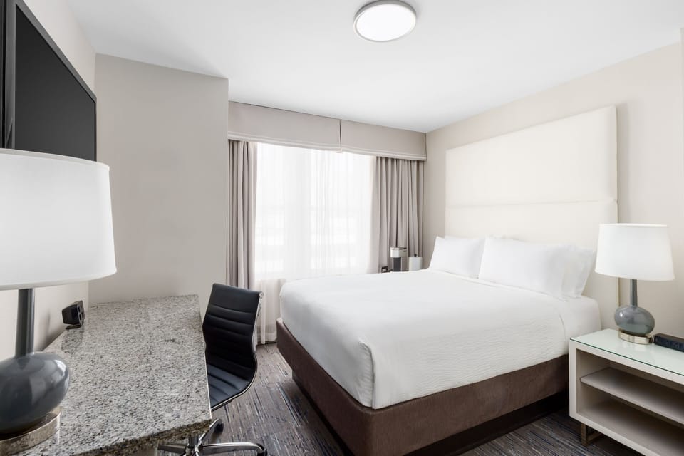 In-room safe, desk, laptop workspace, blackout drapes