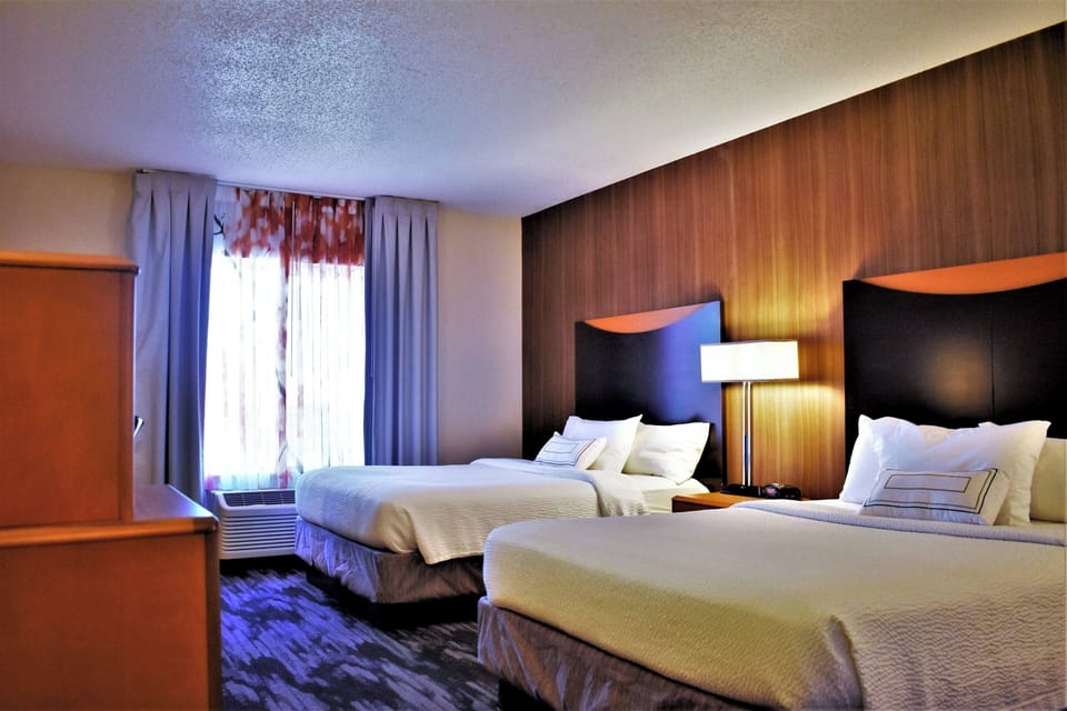 Room, 2 Queen Beds | In-room safe, desk, blackout drapes, iron/ironing board