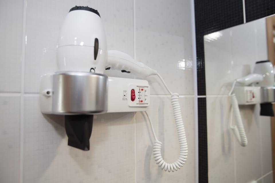 Shower, slippers, towels