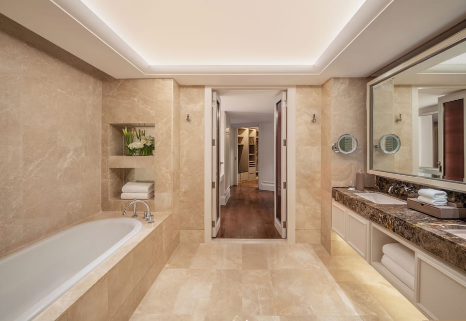 IMPERIAL SUITE, 1 King Size Bed, Living and Dining Room, Study Room, Club Millésime Access | Bathroom | Separate tub and shower, deep soaking tub, rainfall showerhead