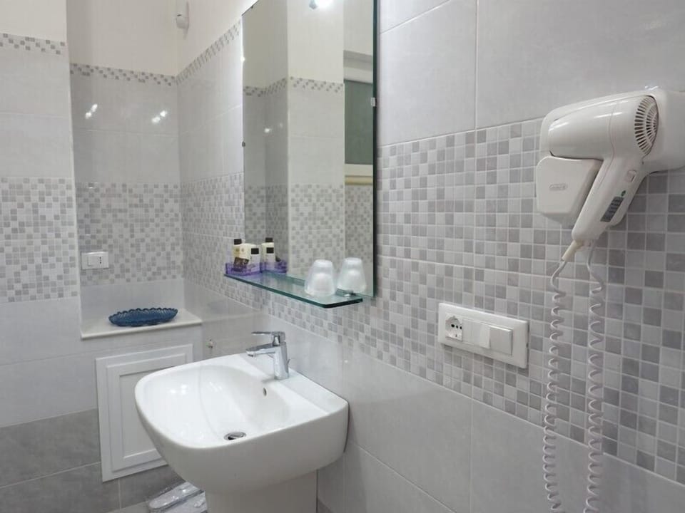 Shower, free toiletries, hair dryer, bidet