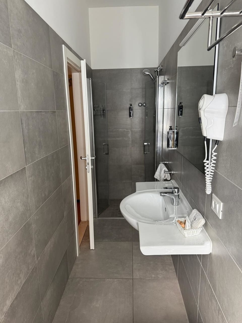 Shower, rainfall showerhead, hair dryer, bidet