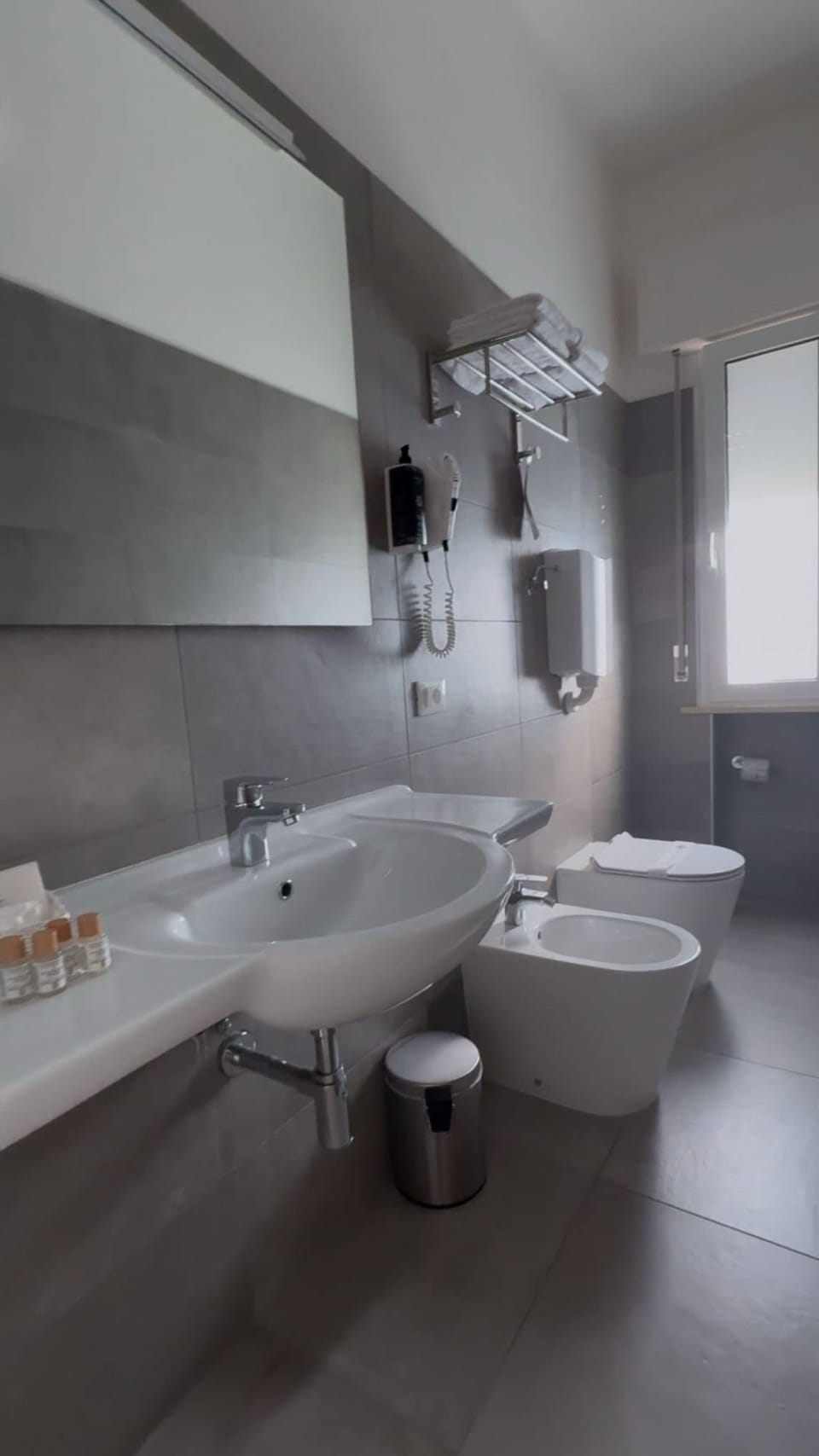 Shower, rainfall showerhead, hair dryer, bidet