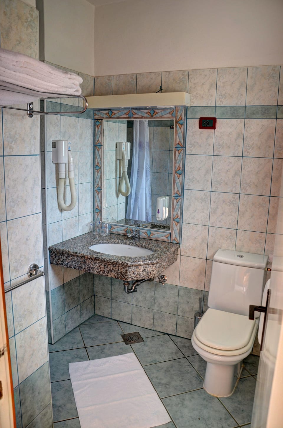 Hair dryer, towels