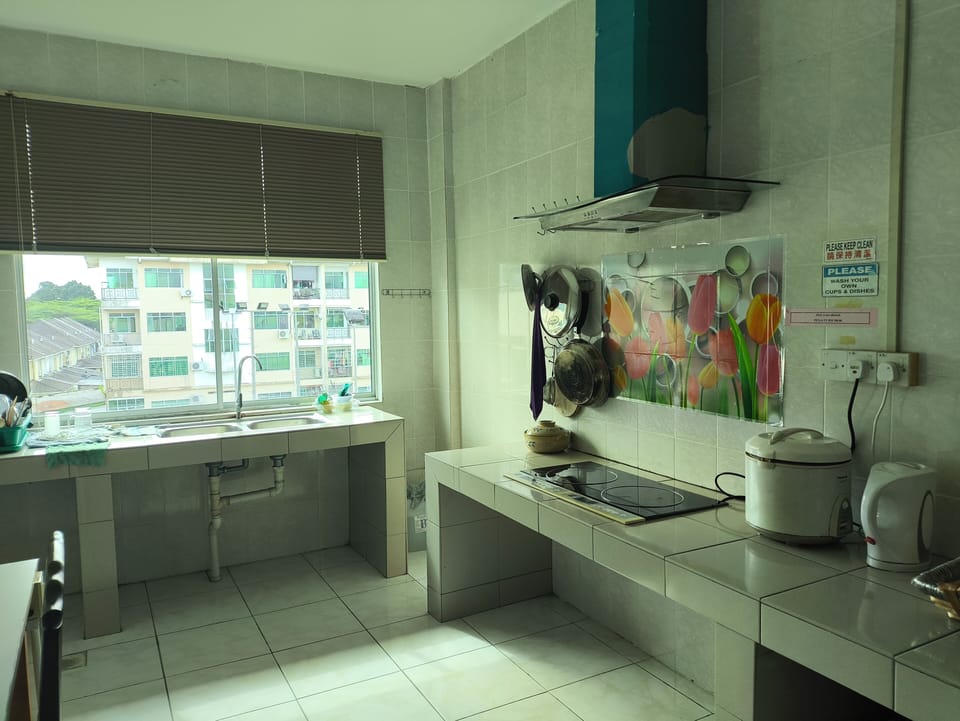 Fridge, dishwasher, rice cooker, cookware/dishes/utensils