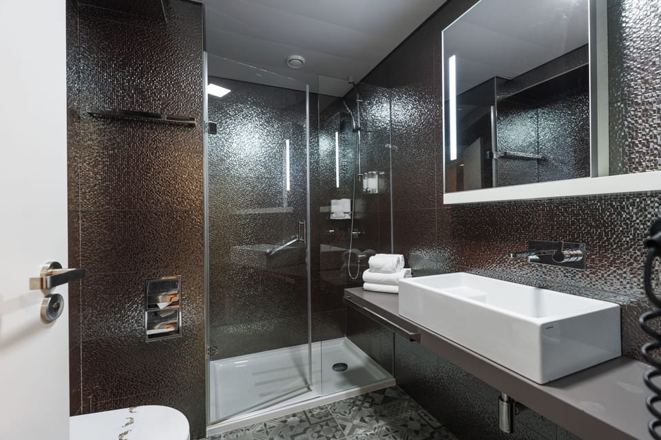 Shower, rainfall showerhead, hair dryer, bidet
