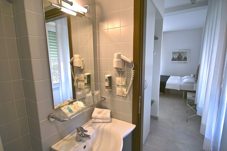 Shower, free toiletries, hair dryer, bidet