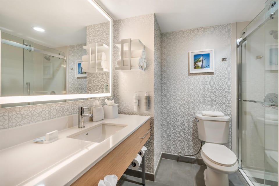 One king bed non smoking | Bathroom shower