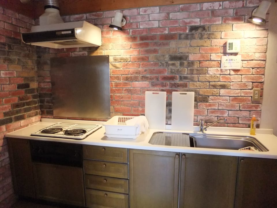 Deluxe Log house | Private kitchen | Full-size fridge, microwave, stovetop, electric kettle