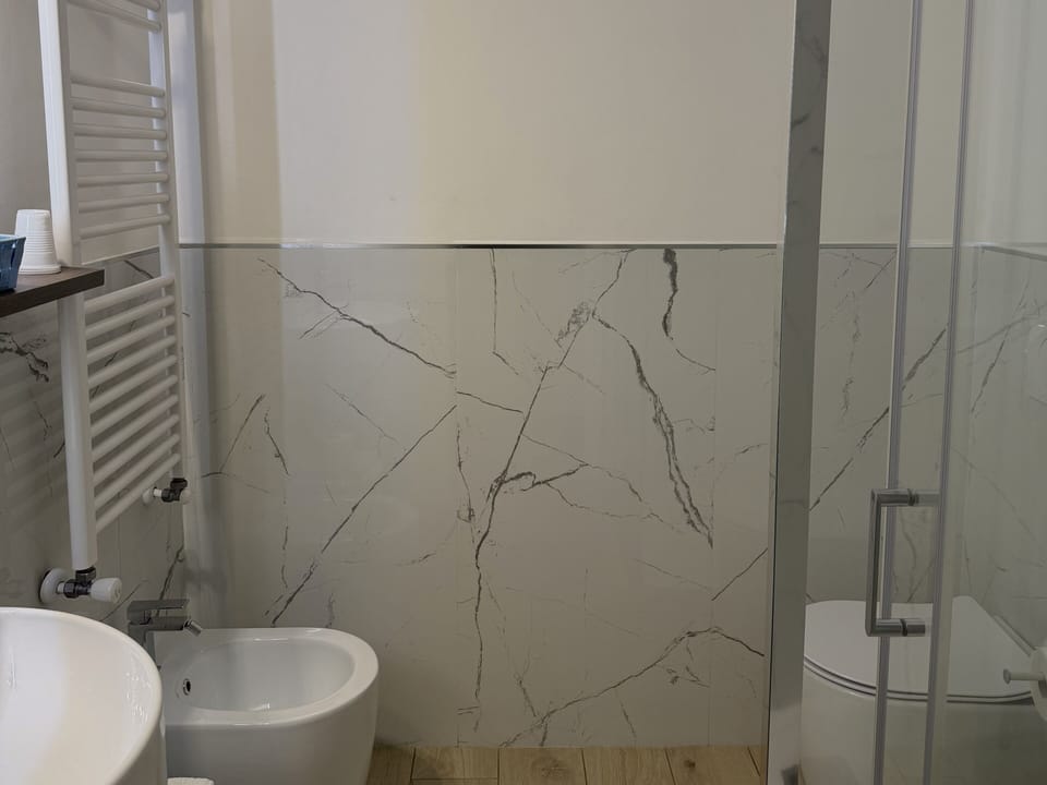 Free toiletries, hair dryer, bidet, towels