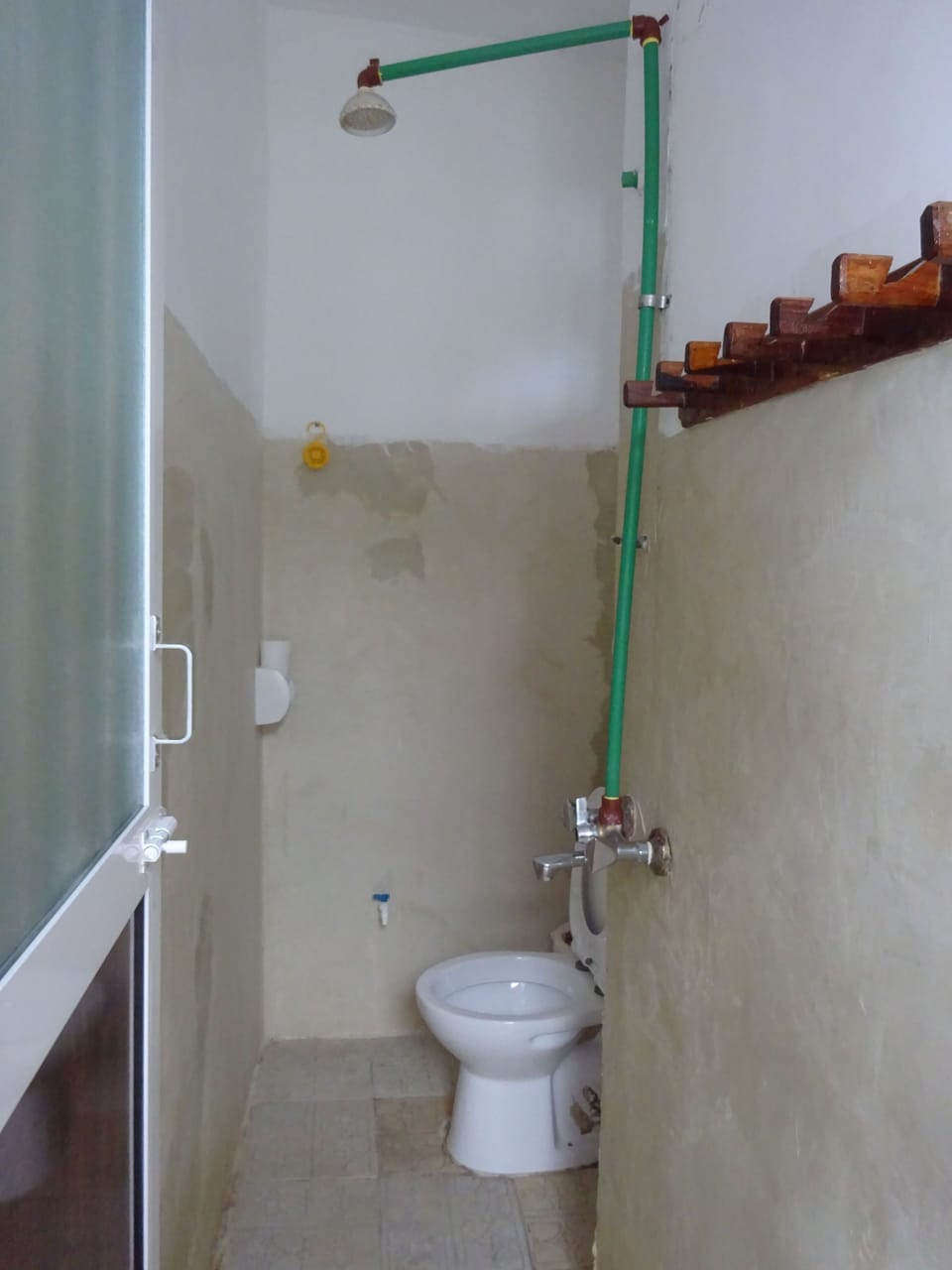 Economy Double Room, 2 Double Beds | Bathroom | Shower, rainfall showerhead, towels