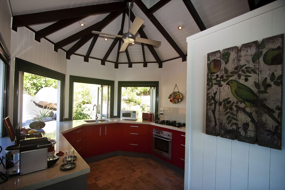 Exclusive House, 1 Bedroom, Ocean View, Beachfront | Private kitchen | Full-size fridge, microwave, oven, stovetop