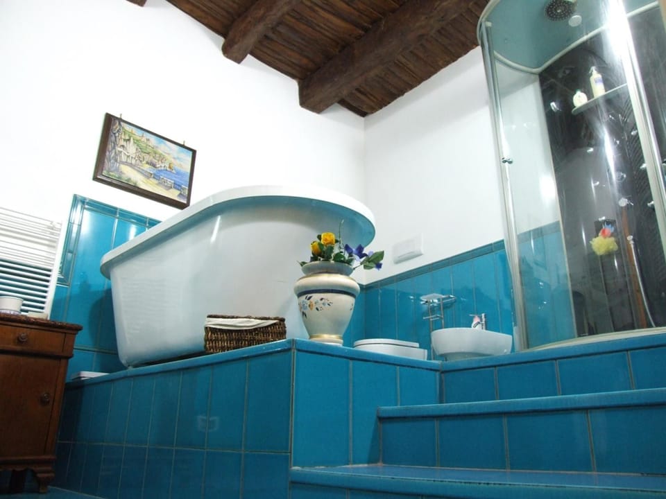 Shower, free toiletries, hair dryer, bidet