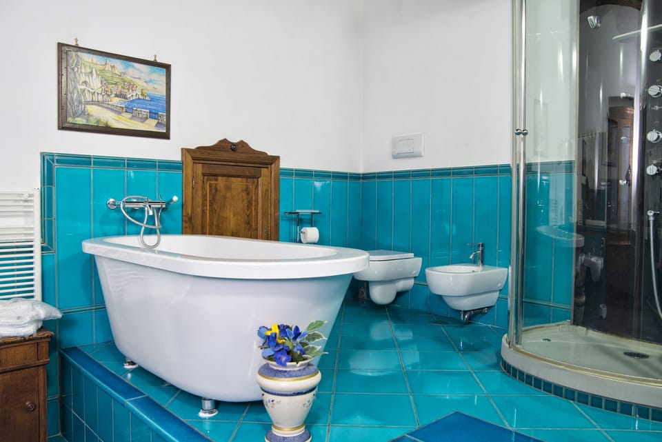 Shower, free toiletries, hair dryer, bidet