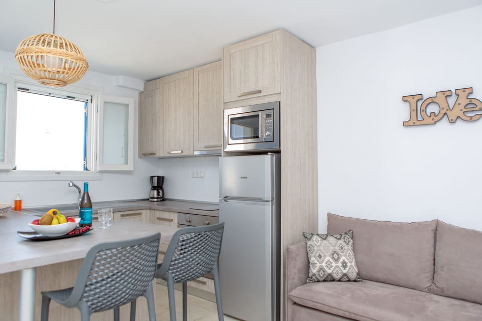 Villa, Pool Access, Sea View (Naxos Eye) | Private kitchen | Full-size fridge, microwave, stovetop, espresso maker