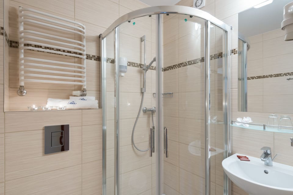 Hair dryer, bathrobes, towels