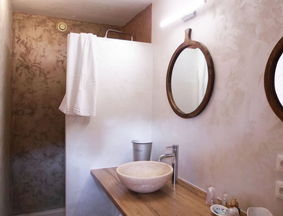 Standard Double Room, Terrace | Bathroom | Shower, free toiletries, hair dryer, towels