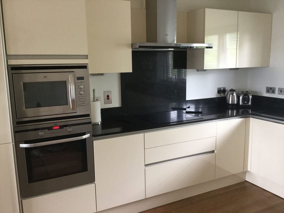 Apartment | Private kitchen | Full-size fridge, microwave, oven, stovetop