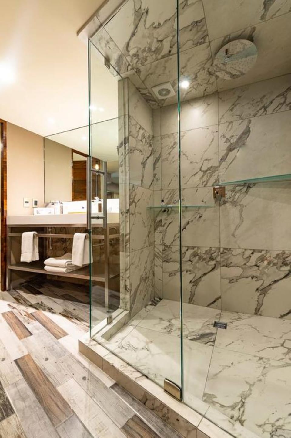 Junior Suite | Bathroom | Shower, rainfall showerhead, free toiletries, hair dryer