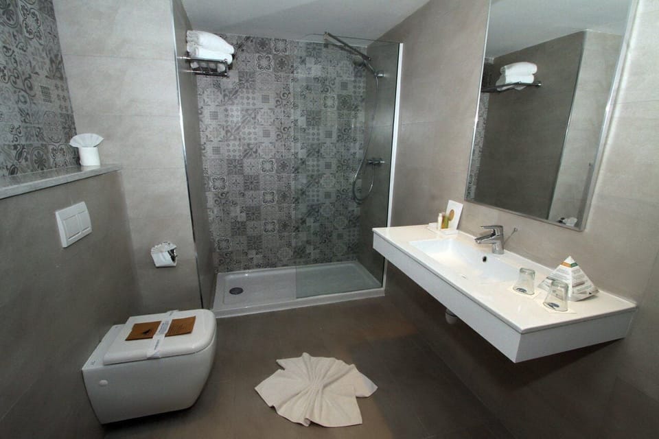 Combined shower/tub, free toiletries, hair dryer, towels