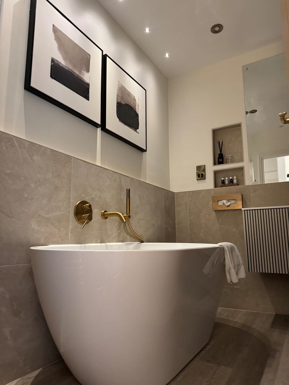 Luxury Double Room, 1 King Bed, Garden View | Bathroom | Combined shower/tub, deep soaking tub, free toiletries, hair dryer