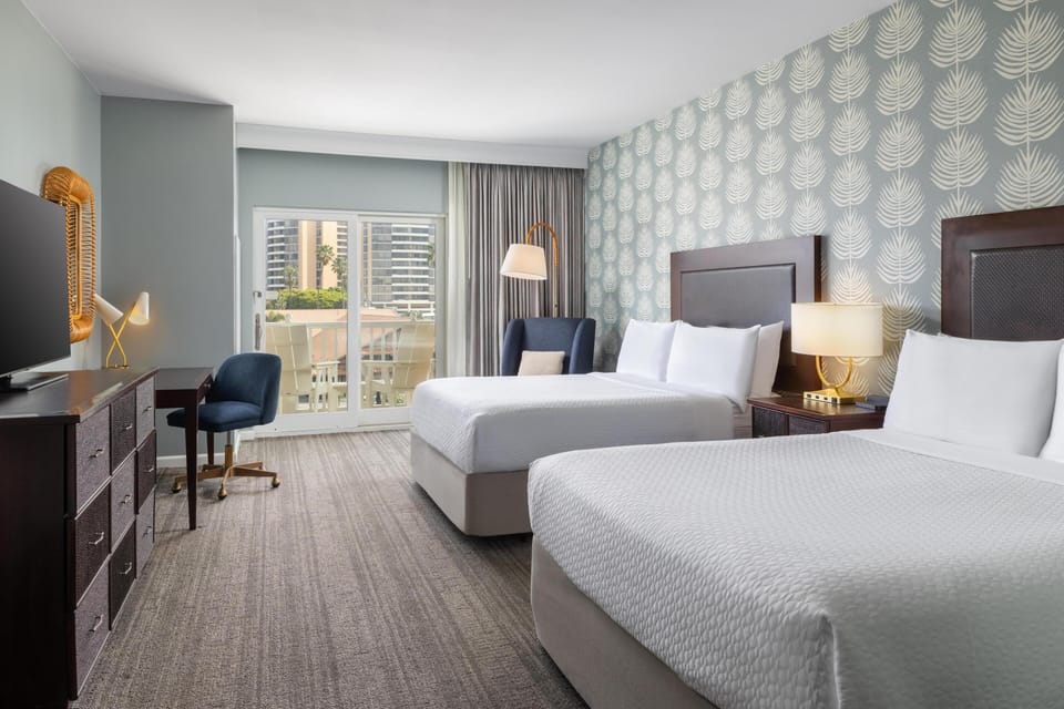 Room, 2 Queen Beds (Partial Marina View) | Premium bedding, in-room safe, desk, laptop workspace