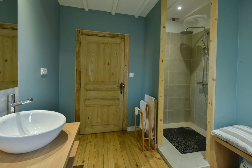 Double Room (Nuit d'étoiles) | Bathroom | Shower, hair dryer, towels