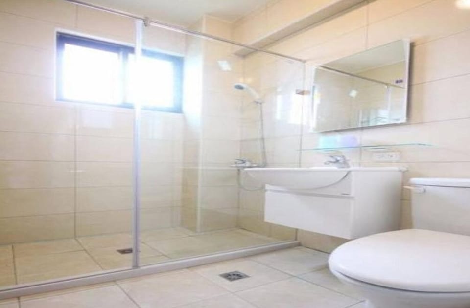 Shower, free toiletries, hair dryer, slippers