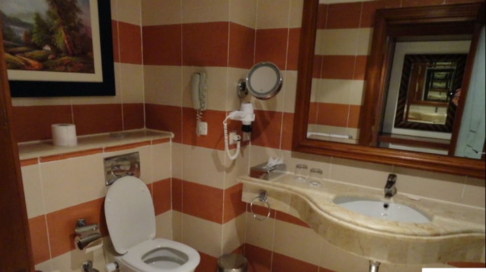 Shower, rainfall showerhead, eco-friendly toiletries, hair dryer