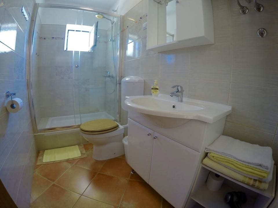 Double Room (1) | Bathroom | Shower, hair dryer, towels
