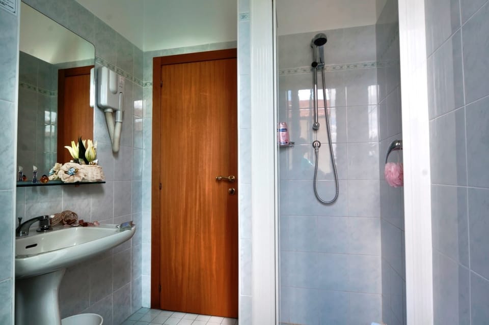 Shower, free toiletries, hair dryer, bidet