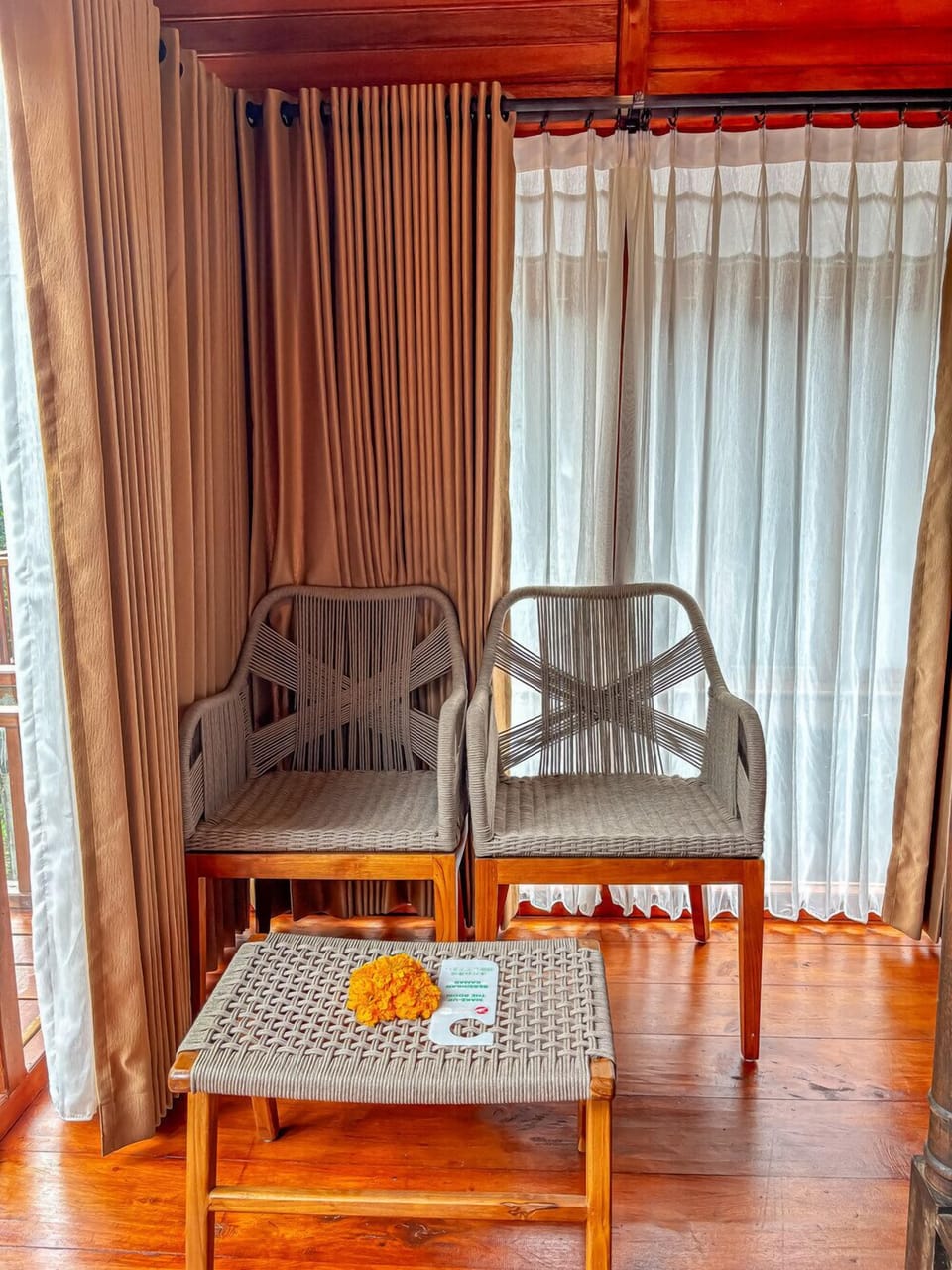 One Bedroom Wooden Villa Garden View | Living area | 32-inch LCD TV with cable channels, TV, pay movies