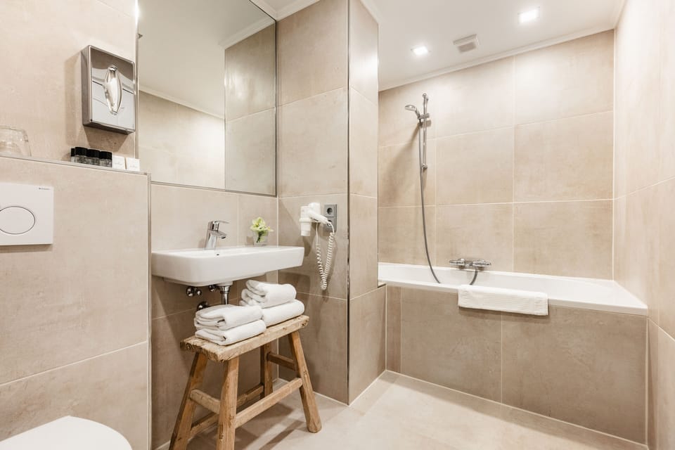 Free toiletries, hair dryer, towels