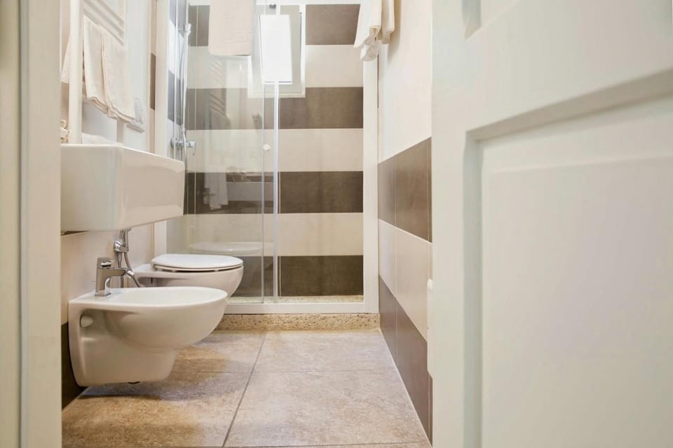 Shower, free toiletries, hair dryer, bidet