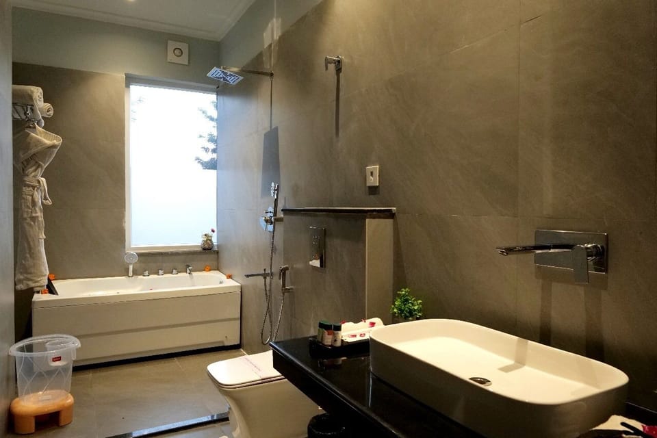 Maharaja Suite | Bathroom | Shower, hydromassage showerhead, designer toiletries, hair dryer