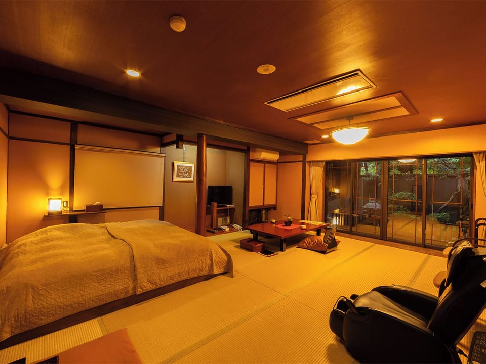 Japanese Style Room with Low Bed and Open-air Bath | In-room safe, WiFi (free)