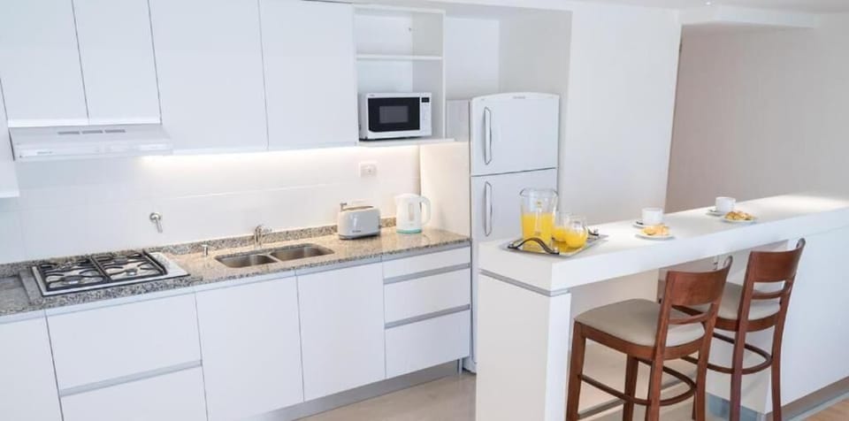 Deluxe Suite | Private kitchen | Full-size fridge, microwave, stovetop, toaster