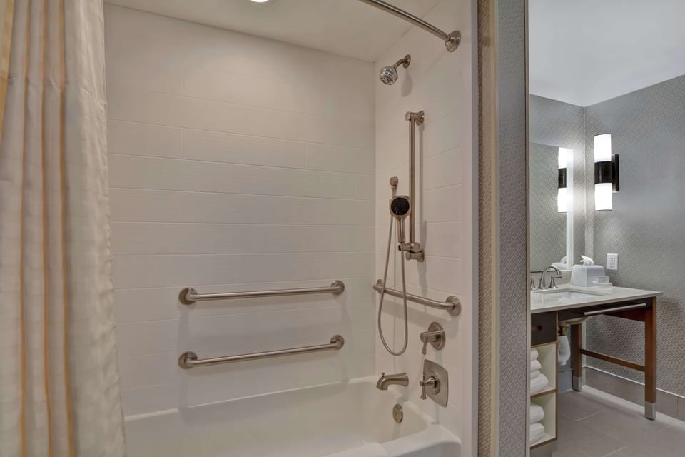 Hair dryer, towels