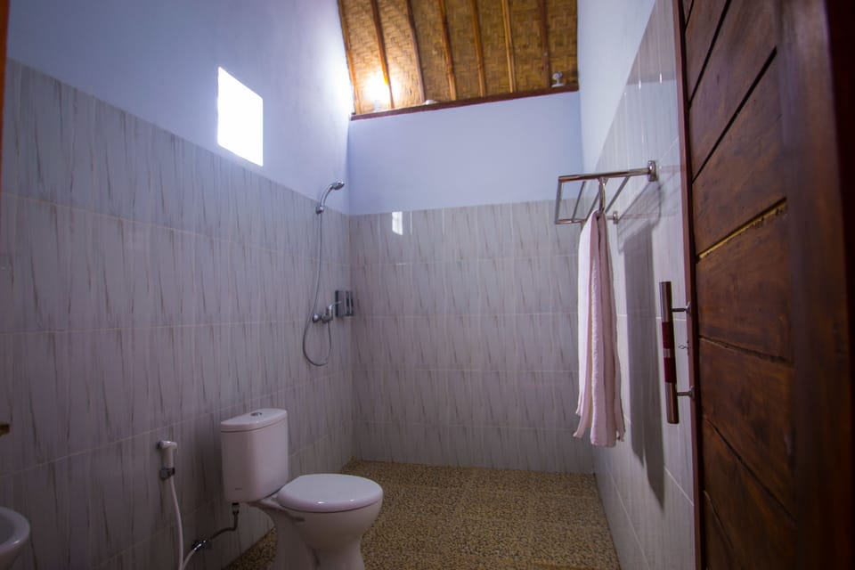 Shower, free toiletries, hair dryer, bidet