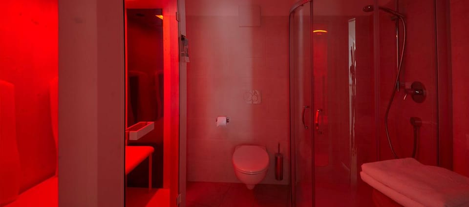 Hair dryer, slippers, towels