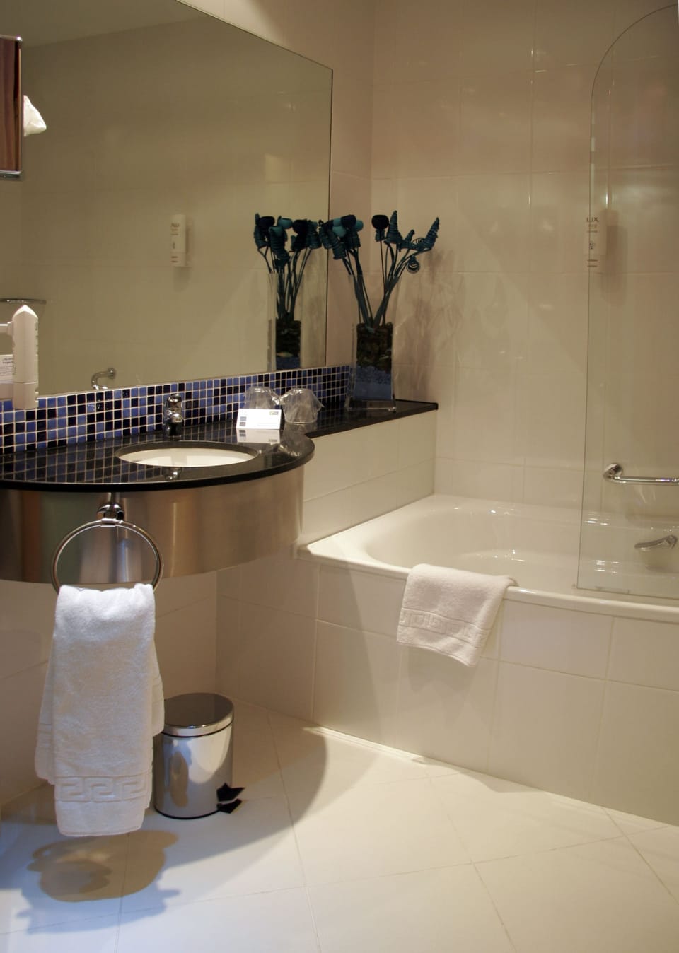 Free toiletries, hair dryer, bidet, towels