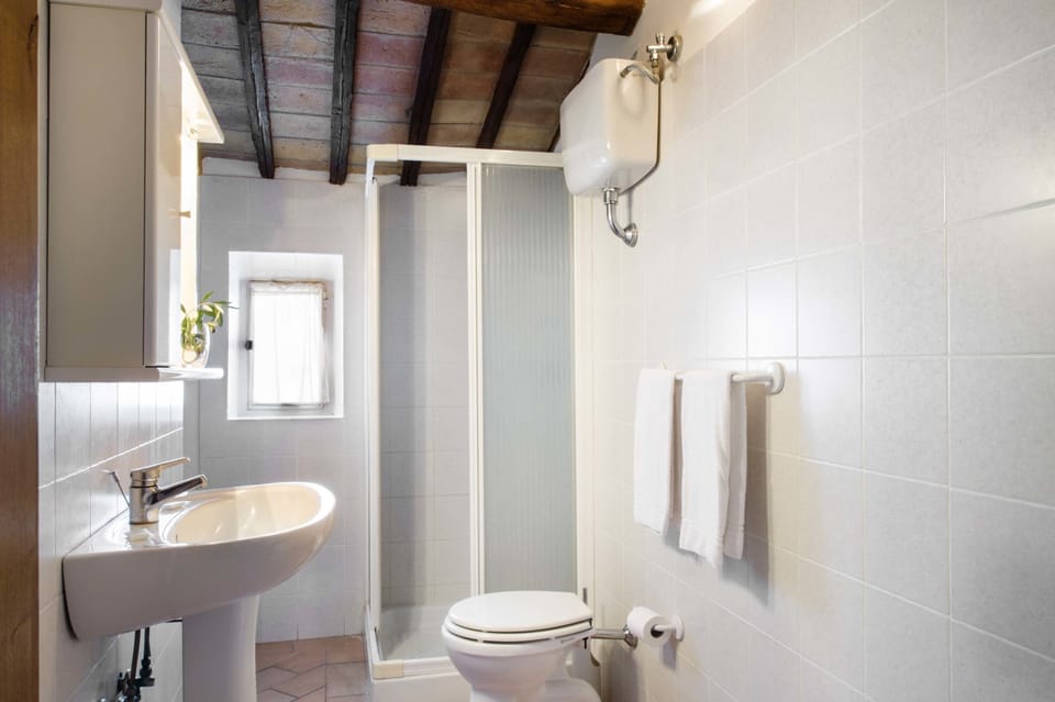Shower, free toiletries, hair dryer, bidet